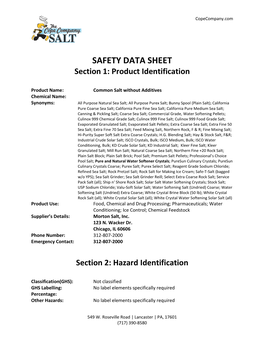 SAFETY DATA SHEET Section 1: Product Identification