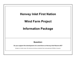 Henvey Inlet First Nation Wind Farm Project Information Package