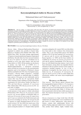 Karyomorphological Studies in Mucuna of India