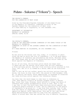 Pidato - Sukarno ("Trikora") - Speech