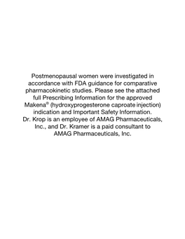 Comparative Bioavailability of Hydroxyprogesterone Caproate