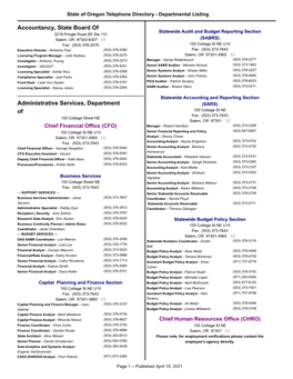 Accountancy, State Board of Administrative Services, Department Of