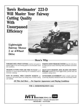 Toro's Reelmaster 223-D Will Master Your Fairway Cutting Quality with Unsurpassed Efficiency