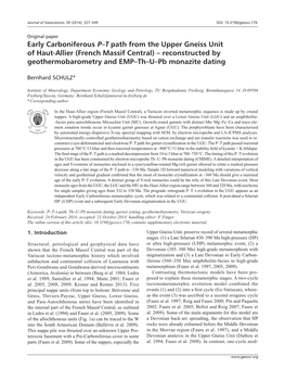 Early Carboniferous P–T Path from the Upper Gneiss Unit of Haut-Allier (French Massif Central) – Reconstructed by Geothermobarometry and EMP–Th–U–Pb Monazite Dating