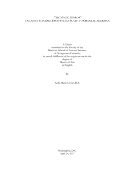 The Magic Mirror” Uncanny Suicides, from Sylvia Plath to Chantal Akerman