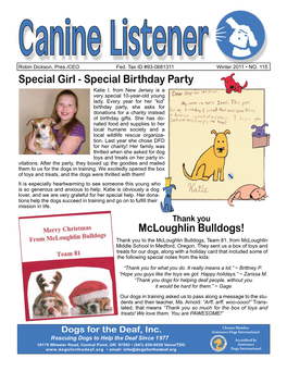 Canine Listener • Page 1 Canine Listener Robin Dickson, Pres./CEO Fed