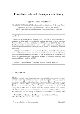 Kernel Methods and the Exponential Family