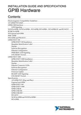 GPIB Hardware Installation Guide and Specifications 5