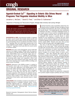 Signaling in Enteric Glia Drives Neural Programs That Regulate Intestinal Motility in Mice Jonathon L