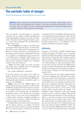 The Periodic Table of Danger Michael Hal Sosabowski, Michael Stephens and John Emsley