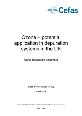 Ozone – Potential Application in Depuration Systems in the UK