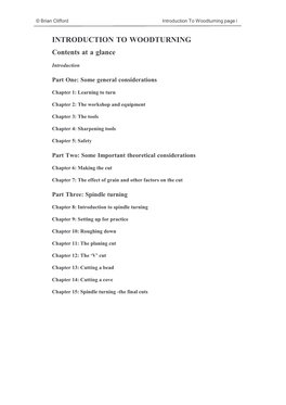 Introduction to Woodturning Page I