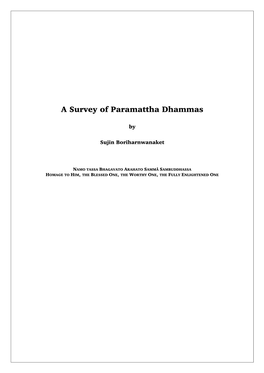 A Survey of Paramattha Dhammas