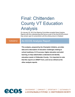 Final: Chittenden County VT Education Analysis