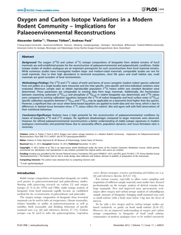 Oxygen and Carbon Isotope Variations in a Modern Rodent Community – Implications for Palaeoenvironmental Reconstructions