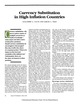 Currency Substitution in High Inflation Countries