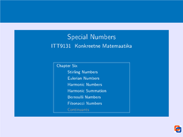 Special Numbers ITT9131 Konkreetne Matemaatika