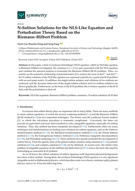 N-Soliton Solutions for the NLS-Like Equation and Perturbation Theory Based on the Riemann–Hilbert Problem