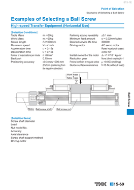 Examples of Selecting a Ball Screw