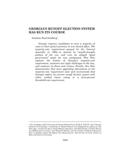 Georgia's Runoff Election System Has Run Its Course