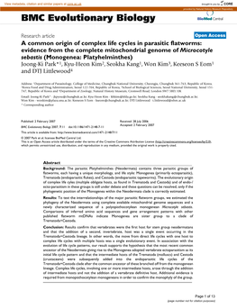 BMC Evolutionary Biology Biomed Central