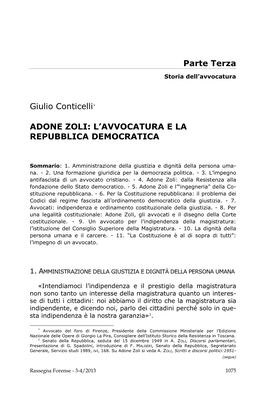 Adone Zoli: L’Avvocatura E La Repubblica Democratica