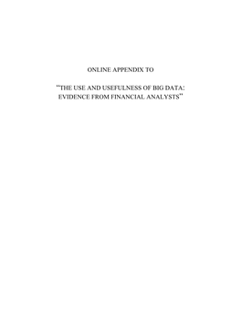 The Use and Usefulness of Big Data: Evidence from Financial Analysts”