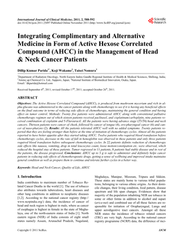 AHCC) in the Management of Head & Neck Cancer Patients