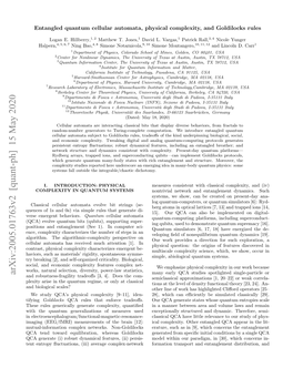 Entangled Quantum Cellular Automata, Physical Complexity, and Goldilocks Rules