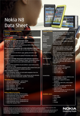 Nokia N8 Data Sheet