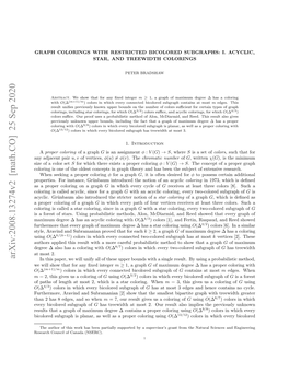 Arxiv:2008.13274V2 [Math.CO] 25 Sep 2020 Cci.G¨Namas Nrdcdtesrce Oino a of Notion Stricter the Introduced Gr¨Unbaum Also Acyclic