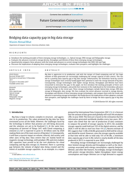 Bridging Data-Capacity Gap in Big Data Storage Wasim Ahmad Bhat Department of Computer Sciences, University of Kashmir, India