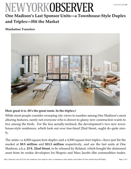 One Madison's Last Sponsor Units Hit the Market | New York Observer