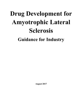 Drug Development for Amyotrophic Lateral Sclerosis Guidance for Industry