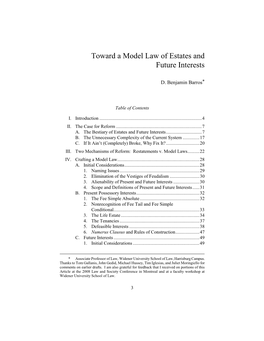 Toward a Model Law of Estates and Future Interests