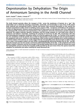 Deprotonation by Dehydration: the Origin of Ammonium Sensing in the Amtb Channel