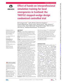 The THISTLE Stepped-Wedge Design Randomised Controlled Trial