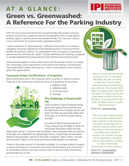 Green Vs. Greenwashed: a Reference for the Parking Industry