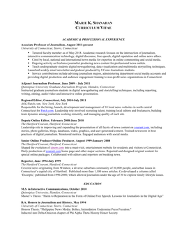 Marie K. Shanahan Curriculum Vitae