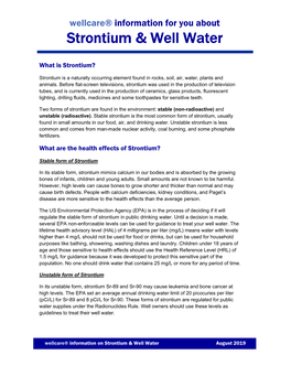 Strontium & Well Water
