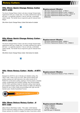 Rotary Cutters - OLFA Blades