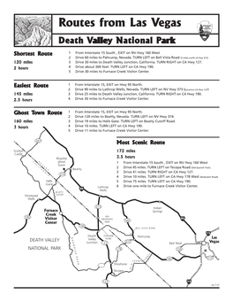 Routes from Las Vegas to Death Valley