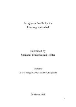 Ecosystem Profile for the Lancang Watershed Submitted by Shanshui