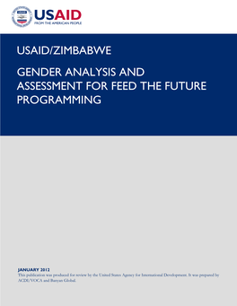 Usaid/Zimbabwe Gender Analysis and Assessment for Feed the Future Programming I Barriers to Entry Into Male-Dominated Value Chains