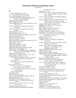 Arkansas Historical Quarterly Index A