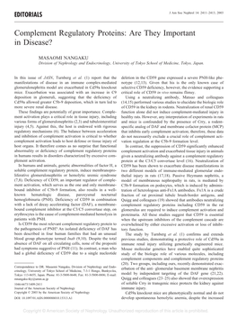 Complement Regulatory Proteins: Are They Important in Disease?