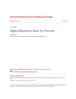 Higher Education in Israel: an Overview Ami Rokach York University, Toronto, Canada; Center for Academic Studies, Or Yehuda, Israel