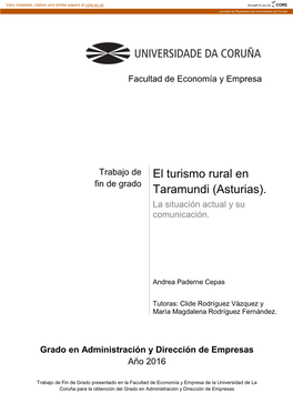 El Turismo Rural En Taramundi (Asturias). La Situación Actual Y Su Comunicación