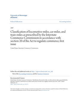 Classification of Locomotive-Miles, Car-Miles, and Train-Miles As