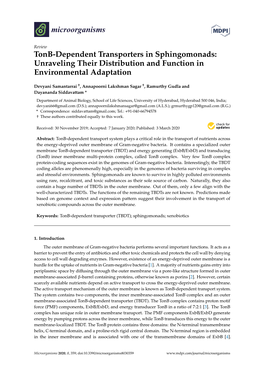 Tonb-Dependent Transporters in Sphingomonads: Unraveling Their Distribution and Function in Environmental Adaptation